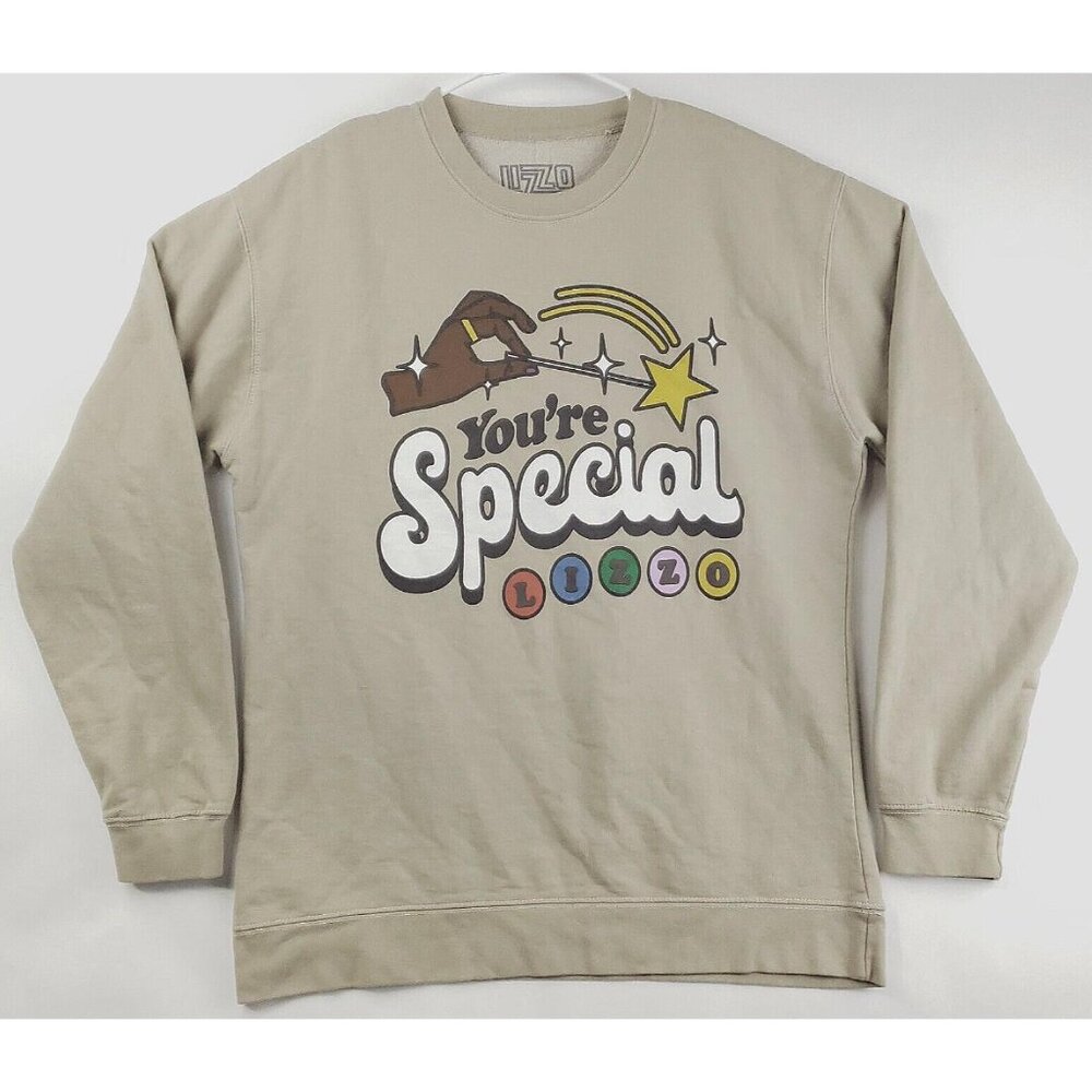 Lizzo Sweater Mens XL Beige Cotton You’re Special Sasha Be Fluting Long Sleeve
